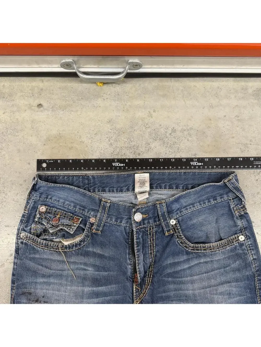 vintage true religion ricky blue made in usa straight leg jeans size 36 x 30
